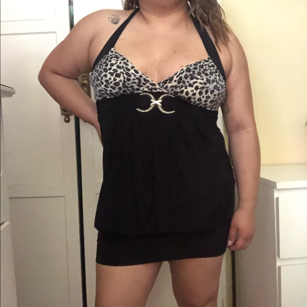 Halter leopard print dress